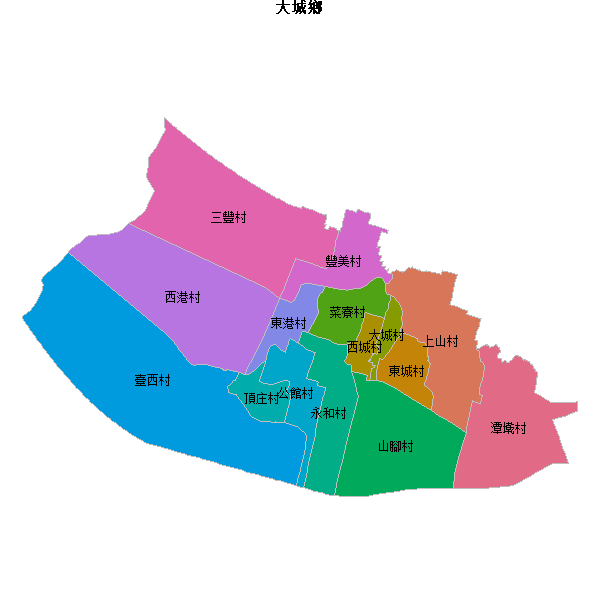 大城鄉乡镇地图shp数据WGS84坐标系.shp