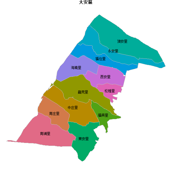 大安區乡镇地图shp数据WGS84坐标系.shp