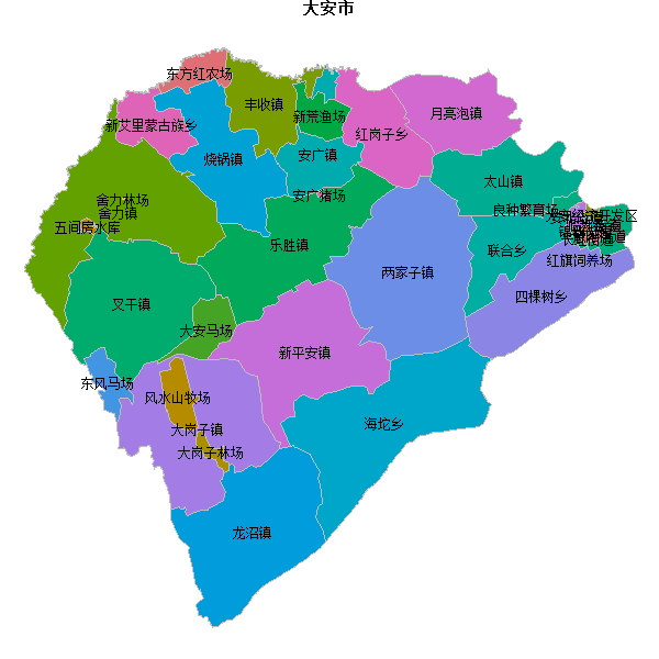 大安市乡镇地图shp数据WGS84坐标系.shp