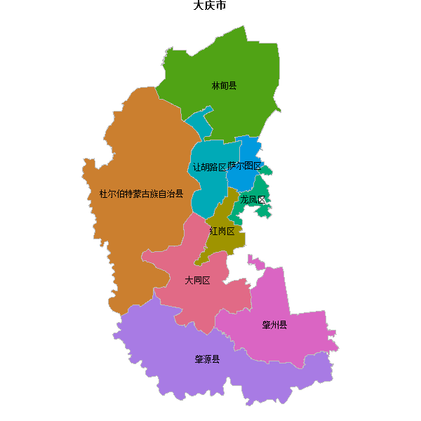 大庆市地图shp数据WGS84坐标系.shp