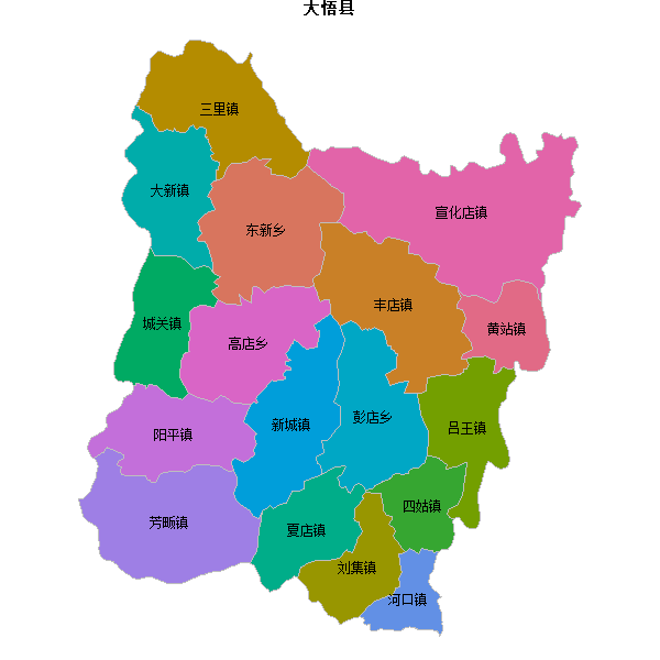 大悟县乡镇地图KML数据WGS84坐标系.KML