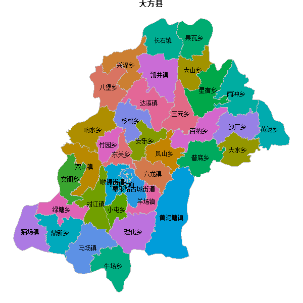 大方县乡镇地图shp数据WGS84坐标系.shp