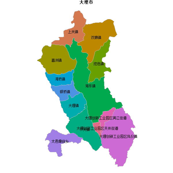 大理市乡镇地图shp数据WGS84坐标系.shp
