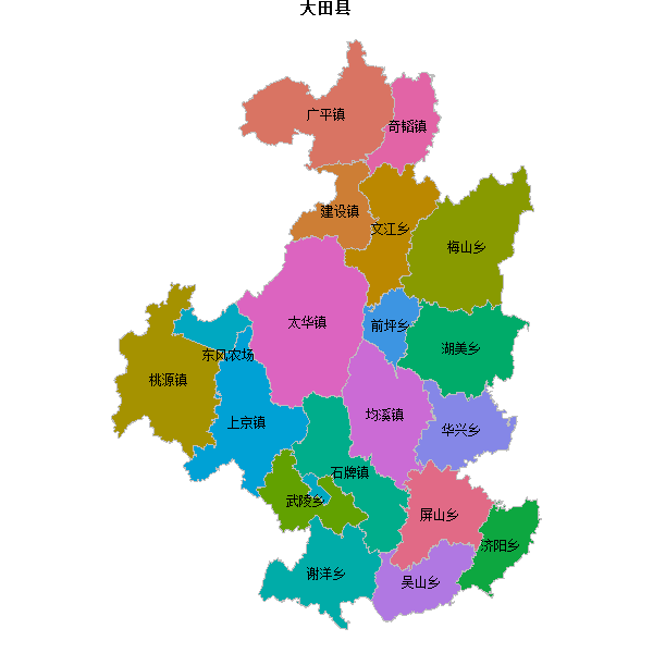 大田县乡镇地图shp数据WGS84坐标系.shp