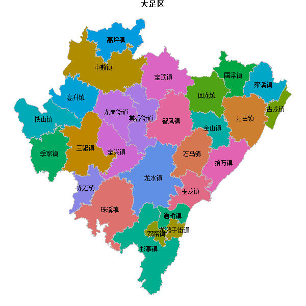 大足区乡镇地图shp数据WGS84坐标系.shp
