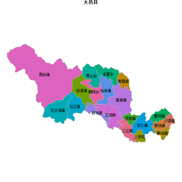 大邑县乡镇地图shp数据WGS84坐标系.shp