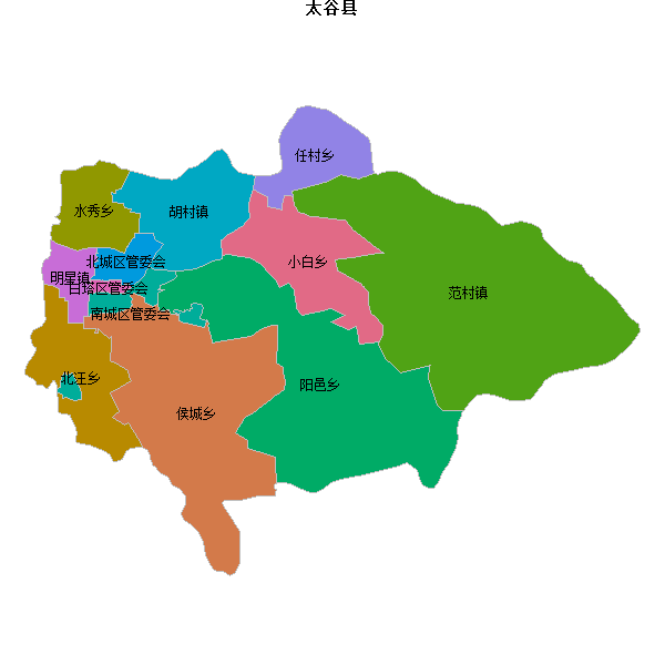 太谷县乡镇地图shp数据WGS84坐标系.shp