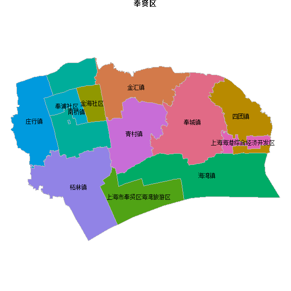 奉贤区乡镇地图shp数据WGS84坐标系.shp
