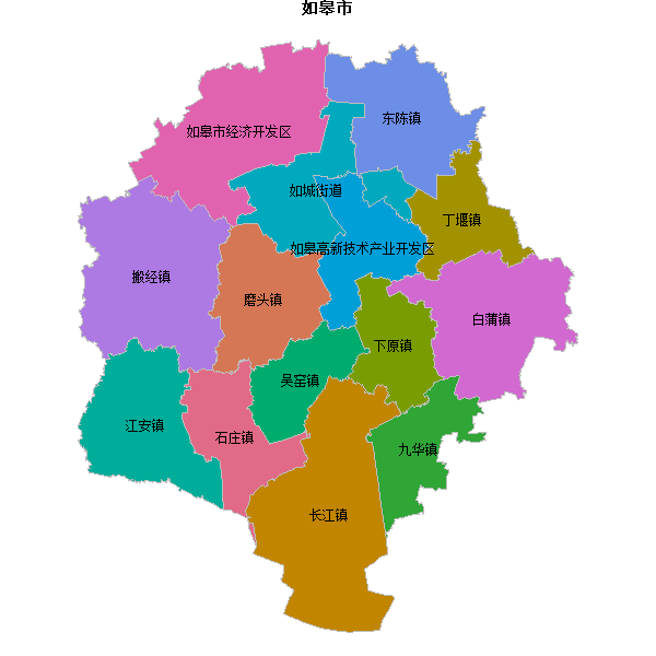如皋市乡镇地图shp数据WGS84坐标系.shp