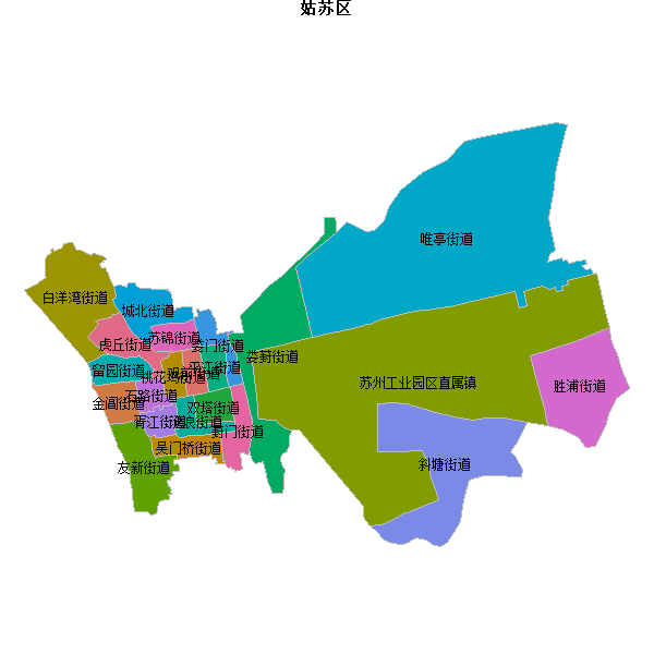 姑苏区乡镇地图shp数据WGS84坐标系.shp