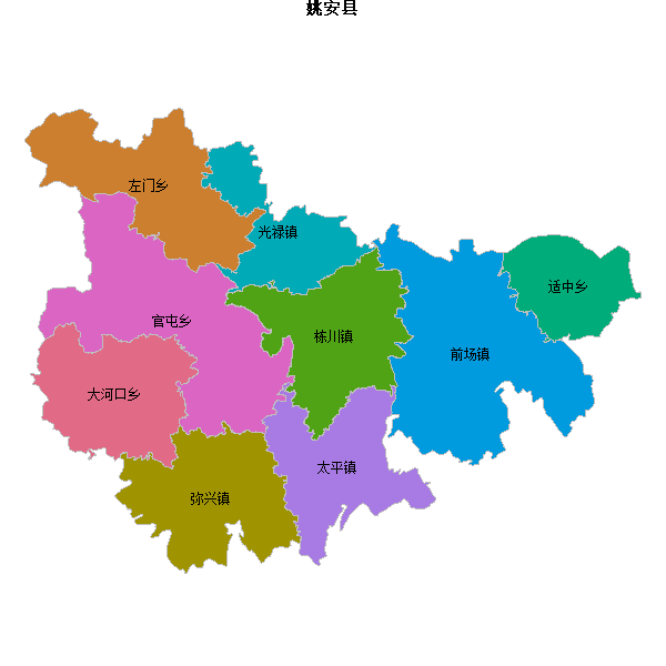 姚安县乡镇地图JSON数据WGS84坐标系.json