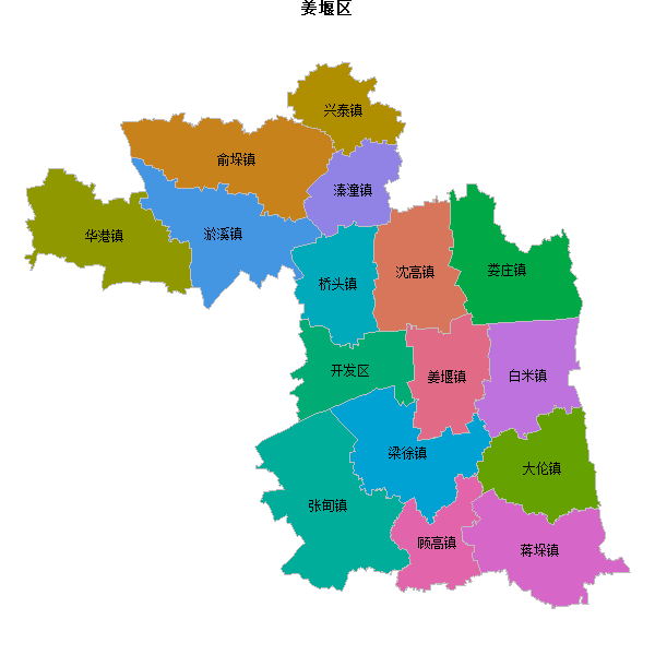 姜堰区乡镇地图shp数据WGS84坐标系.shp