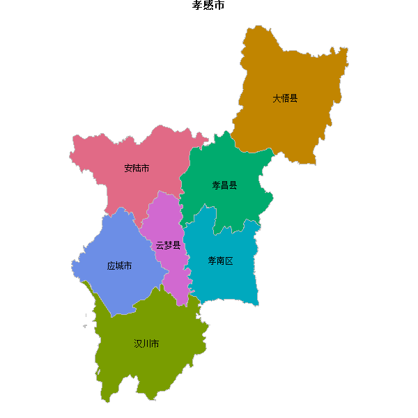 孝感市地图shp数据WGS84坐标系.shp