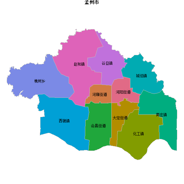 孟州市乡镇地图shp数据WGS84坐标系.shp