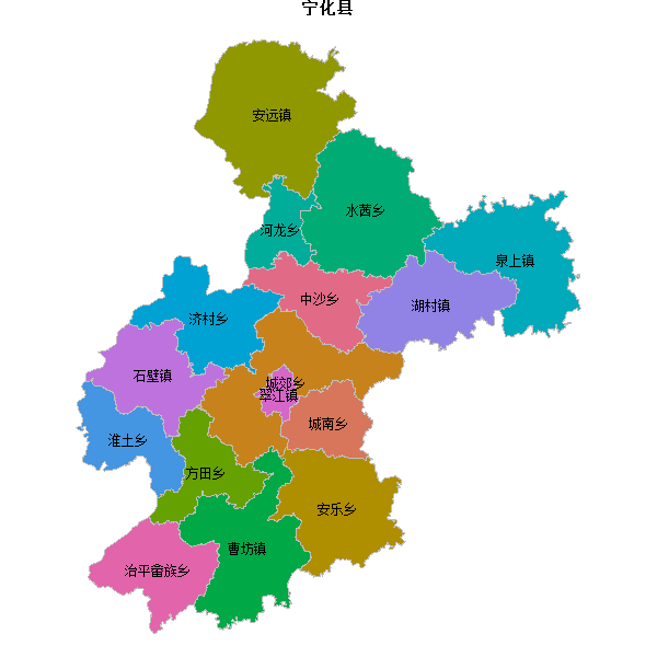 宁化县乡镇地图shp数据WGS84坐标系.shp