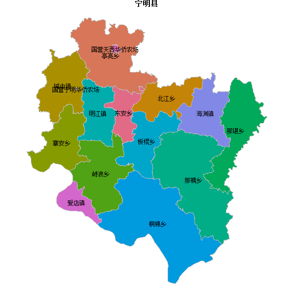 宁明县乡镇地图shp数据WGS84坐标系.shp