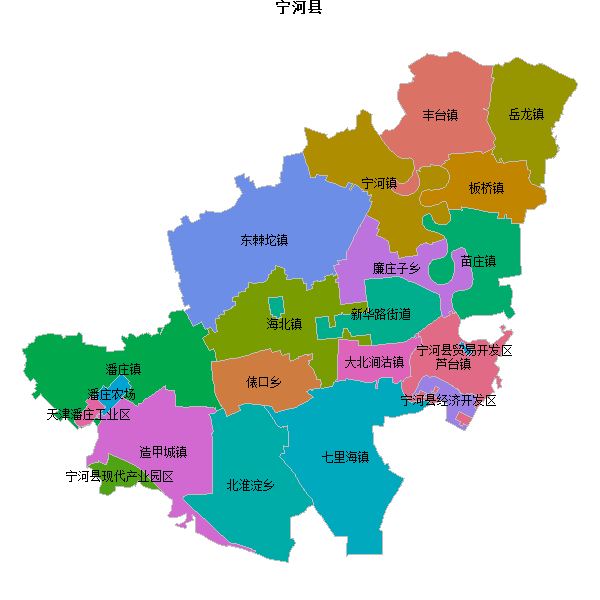 宁河县乡镇地图shp数据WGS84坐标系.shp