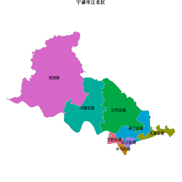 宁波市江北区乡镇地图shp数据WGS84坐标系.shp