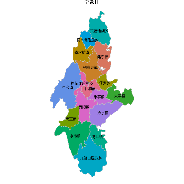 宁远县乡镇地图shp数据WGS84坐标系.shp
