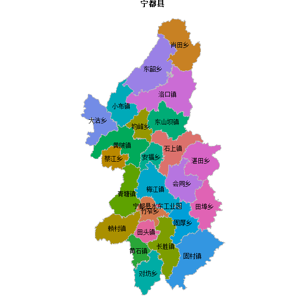 宁都县乡镇地图shp数据WGS84坐标系.shp