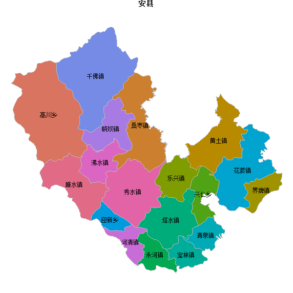 安县乡镇地图shp数据WGS84坐标系.shp