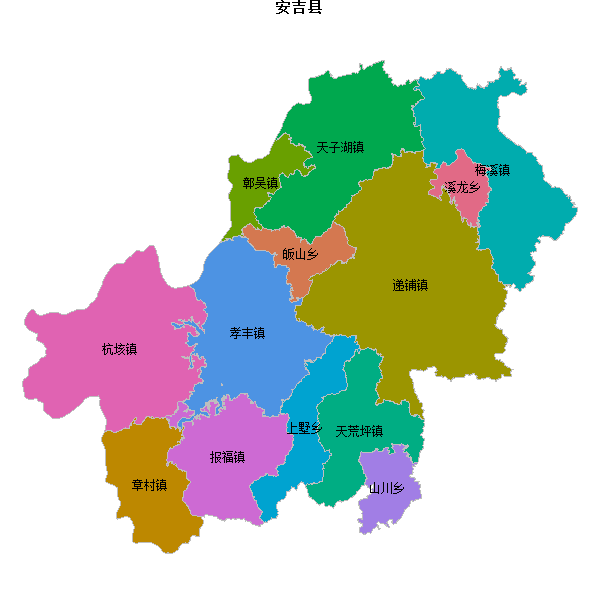 安吉县乡镇地图shp数据WGS84坐标系.shp