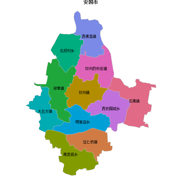 安国市乡镇地图shp数据WGS84坐标系.shp