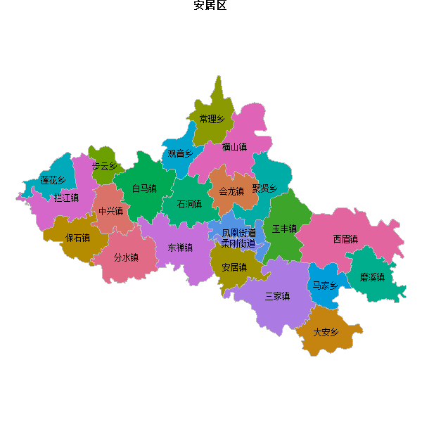 安居区乡镇地图shp数据WGS84坐标系.shp