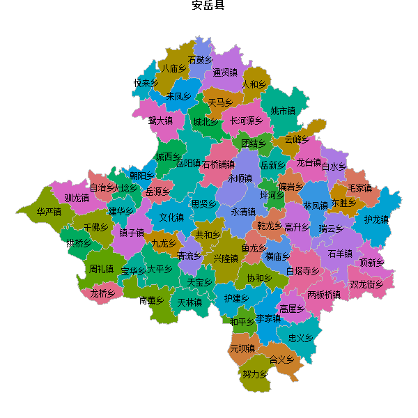 安岳县乡镇地图shp数据WGS84坐标系.shp