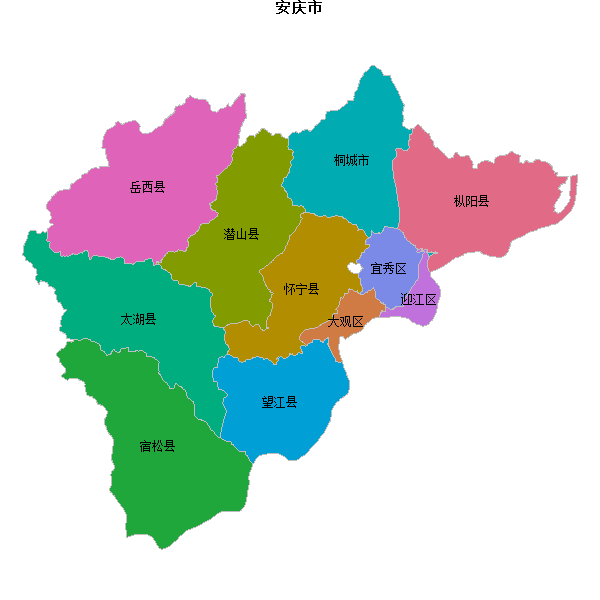 安庆市地图shp数据WGS84坐标系.shp
