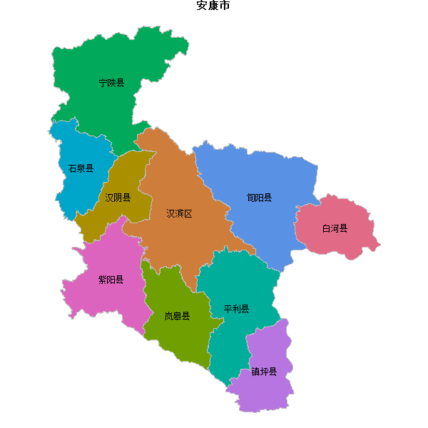 安康市地图shp数据WGS84坐标系.shp