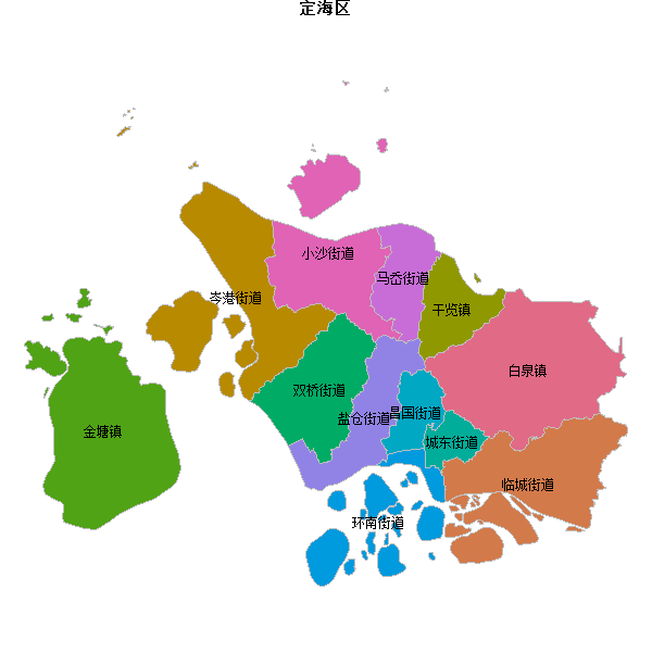 定海区乡镇地图shp数据WGS84坐标系.shp