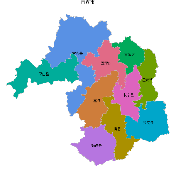 宜宾市地图shp数据WGS84坐标系.shp