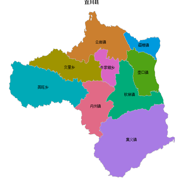 宜川县乡镇地图shp数据WGS84坐标系.shp