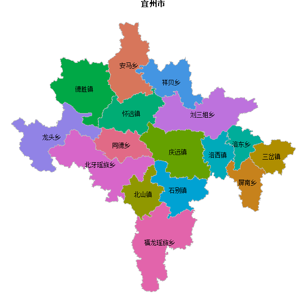 宜州市乡镇地图shp数据WGS84坐标系.shp
