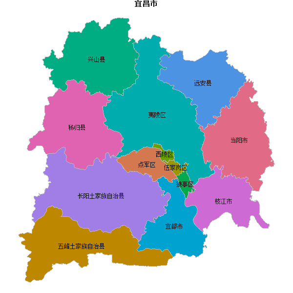 宜昌市地图shp数据WGS84坐标系.shp
