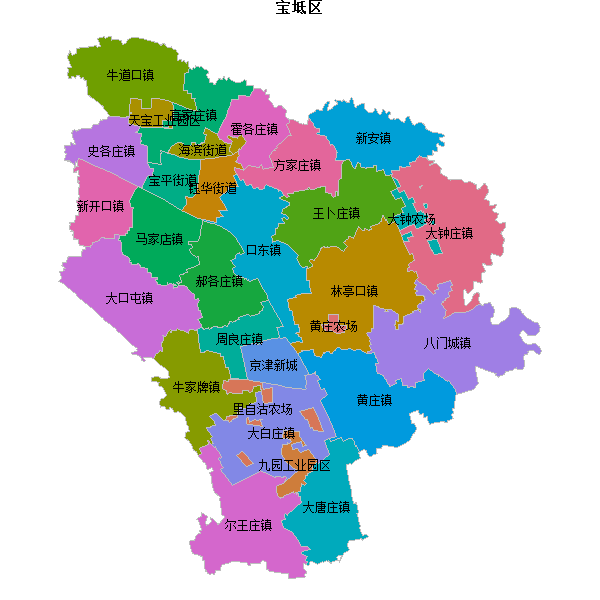宝坻区乡镇地图shp数据WGS84坐标系.shp