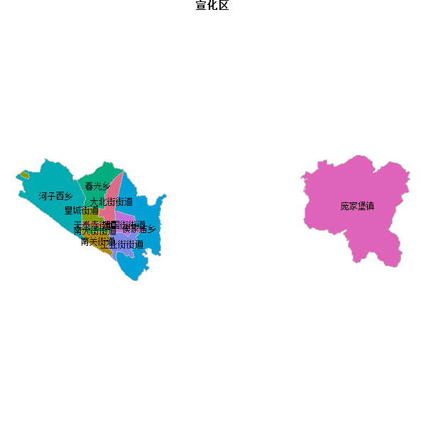 宣化区乡镇地图shp数据WGS84坐标系.shp