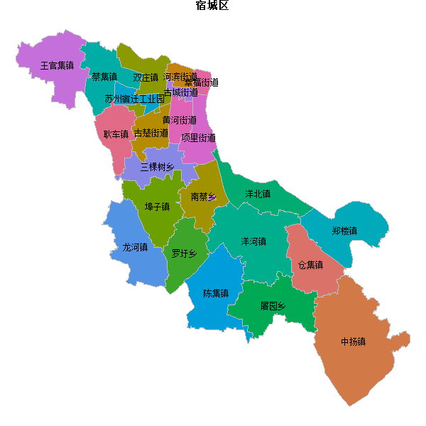 宿城区乡镇地图shp数据WGS84坐标系.shp