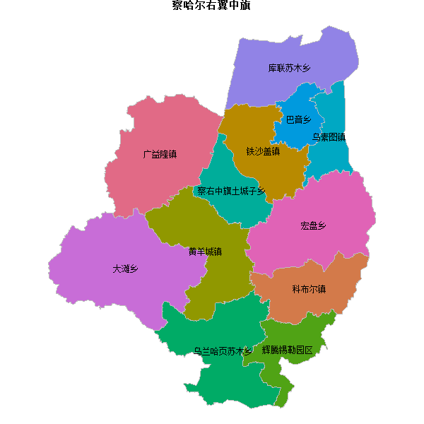 察哈尔右翼中旗乡镇地图shp数据WGS84坐标系.shp