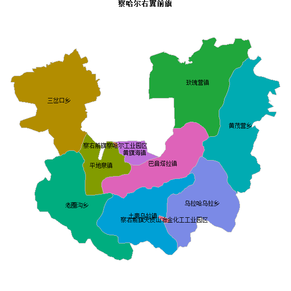 察哈尔右翼前旗乡镇地图shp数据WGS84坐标系.shp
