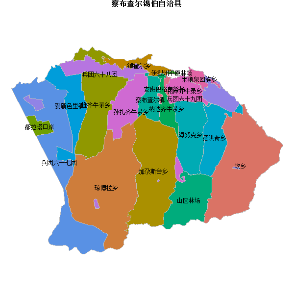 察布查尔锡伯自治县乡镇地图shp数据WGS84坐标系.shp