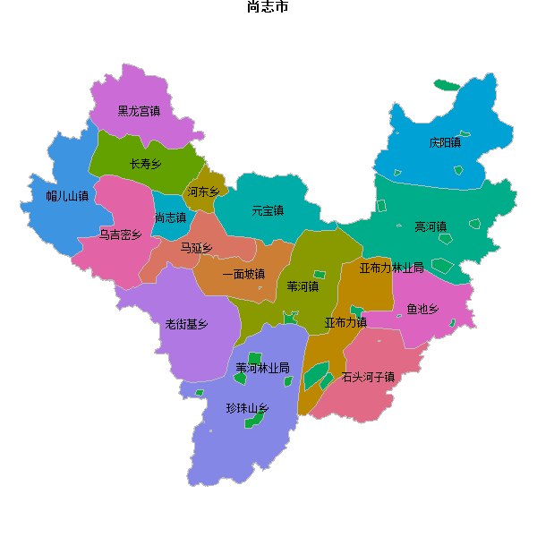 尚志市乡镇地图shp数据WGS84坐标系.shp