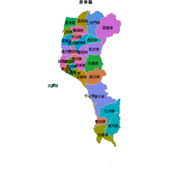屏東縣地图shp数据WGS84坐标系.shp
