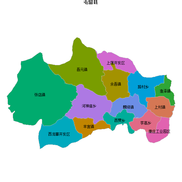 屯留县乡镇地图shp数据WGS84坐标系.shp