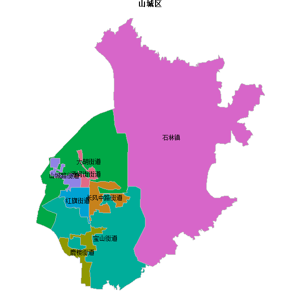 山城区乡镇地图shp数据WGS84坐标系.shp