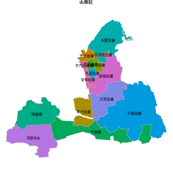 山阳区乡镇地图shp数据WGS84坐标系.shp