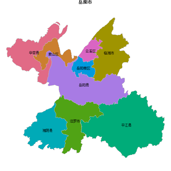 岳阳市地图shp数据WGS84坐标系.shp