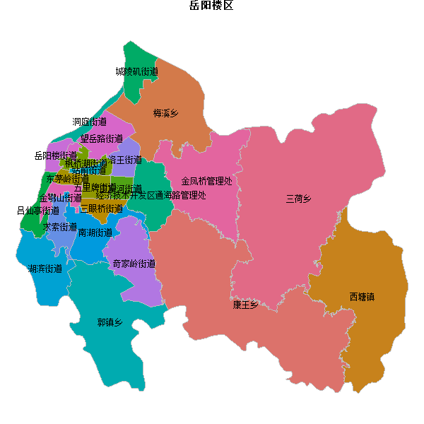 岳阳楼区乡镇地图shp数据WGS84坐标系.shp