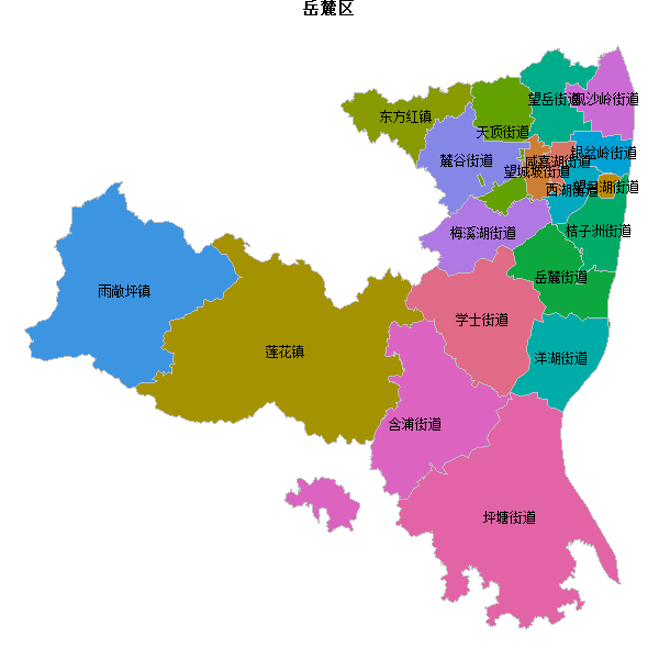 岳麓区乡镇地图shp数据WGS84坐标系.shp